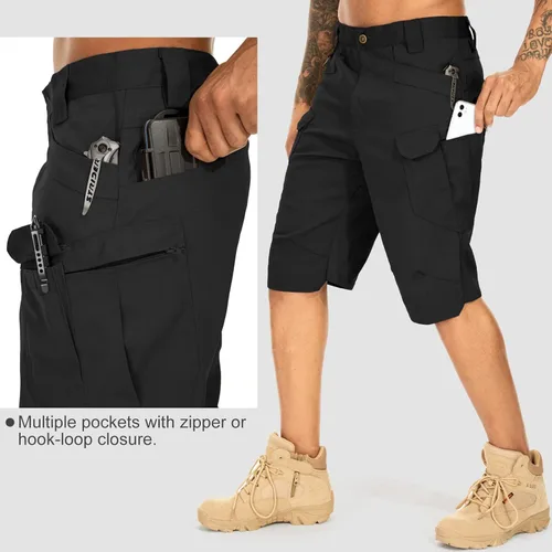 Vista 3 de Jessie Kidden Pantalones cortos tácticos para hombre, elásticos, para exteriores, resistentes al desgaste, rasgaduras, parada, trabajo, senderismo