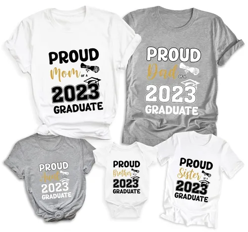 Vista 4 de Proud Family 2023 Graduate Shirts Graduation Class 2023 Gold Squad T-Shirts Proud Mom Dad Sister Brother Graduate Tees Custom Shirt, Golden