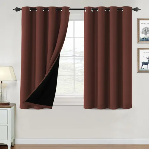 Vista 23 de H.VERSAILTEX Cortinas 100% de opacidad para dormitorio, con aislamiento térmico, cortinas opacas de 63 pulgadas de largo, cortinas de bloqueo