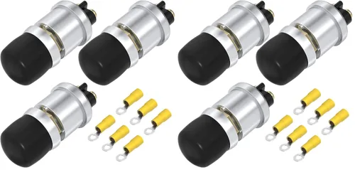 Vista 7 de DAIERTEK Interruptor de botón de arranque 12V / 24V Botón de arranque a presión impermeable 50A resistente a la intemperie momentáneo para claxon