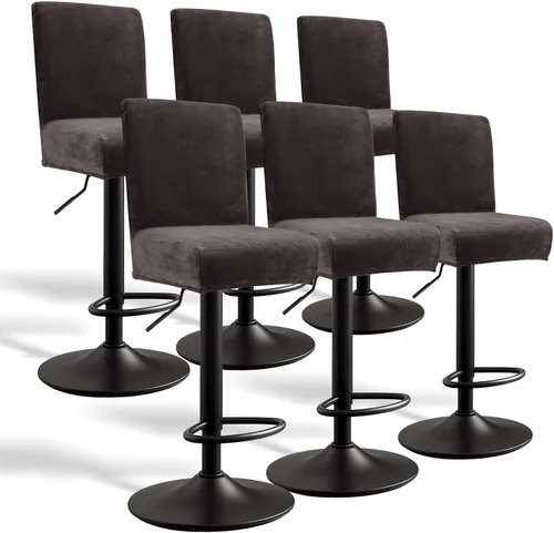 Vista 8 de Juego de 4 fundas de terciopelo para taburetes de bar, fundas elásticas suaves para taburetes de bar con respaldo, lavables, extraíbles, fundas