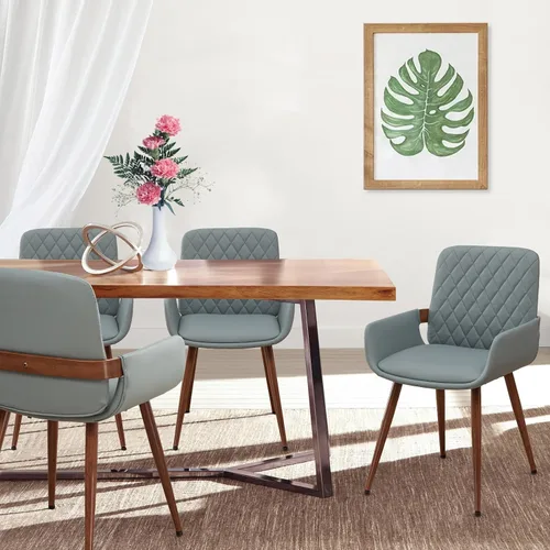 Vista 11 de LUNLING Sillas de Comedor Modernas de Mediados de Siglo de Cuero Sintético, Sillas con Asiento Tapizado y Patas de Metal, Silla de Cocina de Cuero