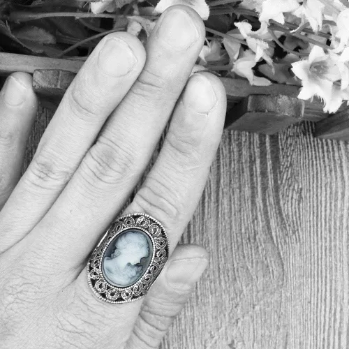 Vista 7 de Anstory Conjuntos de joyas de cameo de estilo vintage, collar de cameo, aretes, anillo y pulsera de moda, Resina