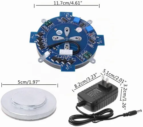 Vista 2 de Módulo de levitación magnética Kit de núcleo de bricolaje con lámpara LED Plataforma de carga máxima de 17.64 oz para máquina de levitación magnética