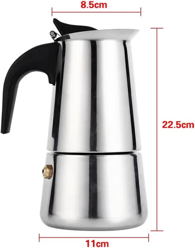 Vista 3 de Yosoo Cafetera, cafetera de acero inoxidable, cafetera para estufa, cafetera con filtro superior, cafetera fácil de limpiar (15.2 fl oz, 9 tazas)