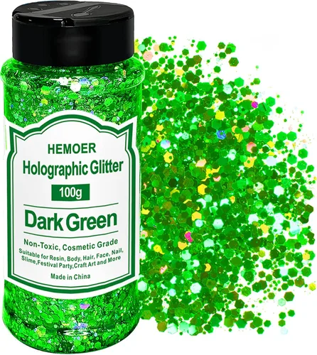 Vista 14 de HEMOER Purpurina Gruesa Holográfica, 12 Colores de Lentejuelas Brillantes, Conjunto de Purpurina de Poliéster Exclusivo Mixto para Resina Epoxi