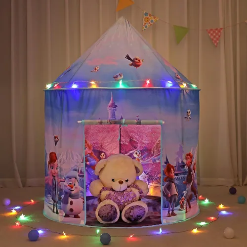 Vista 7 de Tienda de campaña y luces de castillo de hielo para niños, casa de juegos interior para niños, 41 x 53 pulgadas