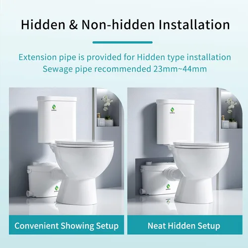 Vista 6 de SUPERFLO Sistema de inodoro macerante silencioso y potente de descarga ascendente para lavabo y bañera con bomba de inodoro de 600 W y ventilación