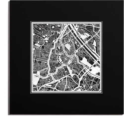 Vista 58 de O3 Design Studio Mapa de corte de papel de París, color negro mate, 20 x 20 pulgadas, arte en papel