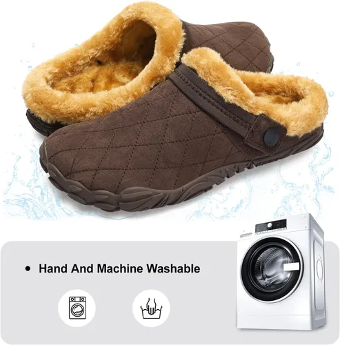 Vista 4 de Besroad - Pantuflas mullidas para mujer y hombre, esponjosas, cómodas, de espuma viscoelástica, para dormitorio marrón (All Brown)