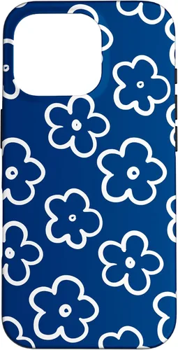 Vista 20 de Lindo patrón de flores silvestres azul marino y blanco floral caso para iPhone 17