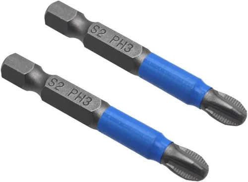 Vista 4 de 12 unids 1.969 in S2 acero magnético antideslizante cruz Pozidriv Destornillador Bits Set PH1 PH2 PH3 PZ1 PZ2 PZ3 1/4 pulgada hexagonal cabeza cruz