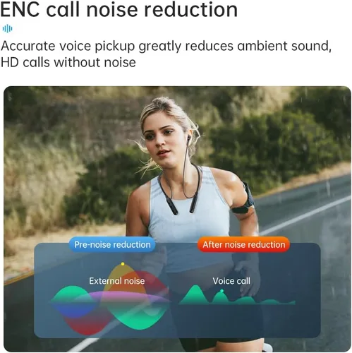 Vista 11 de LANDIBO Auriculares deportivos Bluetooth, 25 horas de tiempo de reproducción, auriculares inalámbricos 6.0 con micrófono, cancelación de ruido