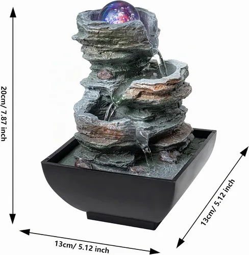 Vista 5 de Father'sDen - Fuente de agua de mesa, fuente de escritorio de cascada para interiores, sonidos de cascada relajantes audibles de mini función