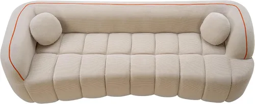 Vista 5 de 98.4 "Sofá de nube comprimida con asiento profundo, sin montaje, pana, camello