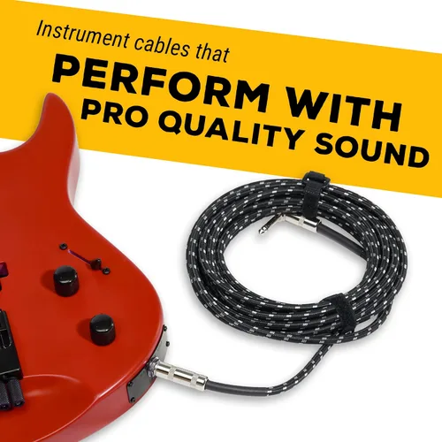 Vista 8 de GLS Audio Cable de instrumento – Cable de amplificador para bajo y guitarra eléctrica – Cable recto a recto para instrumentos de 1/4 de pulgada
