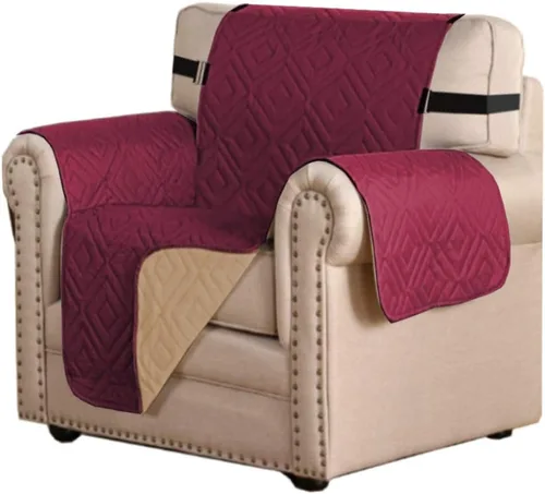 Vista 25 de H.VERSAILTEX Funda reversible para silla, protector de muebles antideslizante, resistente al agua, con correas elásticas de 2 pulgadas