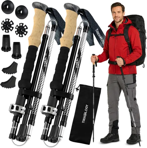 Vista 13 de Trekology Trek-Z - Bastones de senderismo y trekking plegables - Soporte de equilibrio para personas mayores, mujeres y hombres, 2 unidades por set