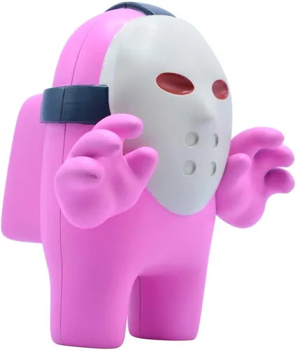 Vista 5 de Among Us Series 2 7″ Pink Crewmate con máscara de hockey - Figura coleccionable oficial de Just Toys