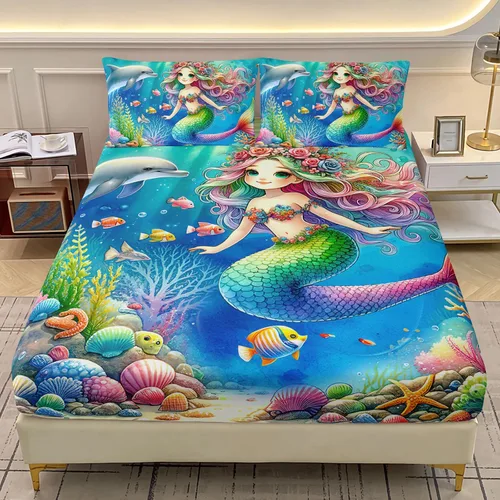 Vista 23 de AILONEN Axolotl - Juego de sábanas bajeras para niños, tamaño individual XL, color rosa y azul degradado kawaii, lindas sábanas de fresa salamandra