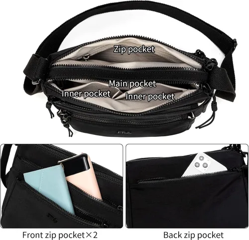 Vista 3 de ETidy Bolso de hombro casual de nailon para mujer, impermeable, ligero, bolso cruzado
