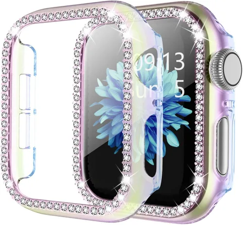 Vista 37 de Adepoy - Funda Compatible para Apple Watch de 1.496 Pulgadas Serie 3/2/1, con Brillantes, Funda Protectora con Marco de Pantalla para Mujer, Niña