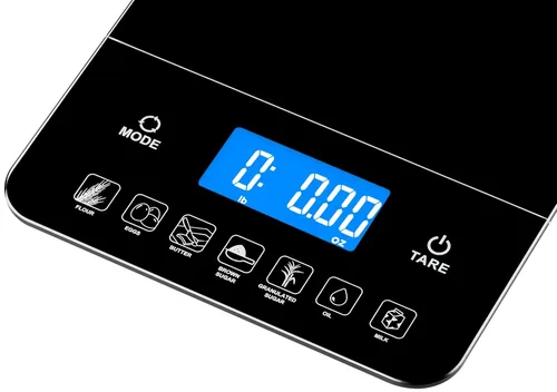Vista 8 de Ozeri Touch III - Báscula de cocina con contador de calorías, 22 libras (22.0 lbs) en vidrio templado, Negro Touch III Series Kitchen Scale