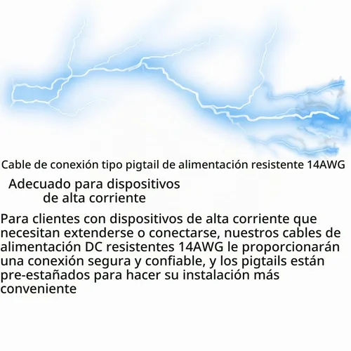 Vista 7 de 0.24m 5.5mmx2.1mm 14AWG Cable de Pigtail Hembra Cable de Reparación DC 5521 Conector para Cámara de Vigilancia CCTV Luz de Tira LED Fuente