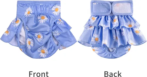 Vista 4 de Pañales lavables para perras, falda duradera para vestido de perro, pañales reutilizables para mascotas y cachorros, bragas de calor para perras