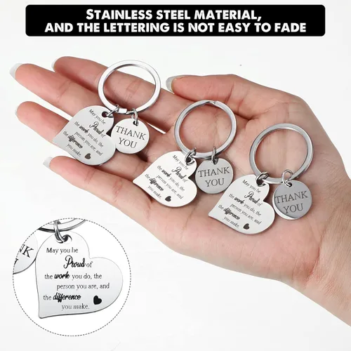 Vista 3 de Inbagi 6 piezas de regalos de agradecimiento para mujeres y hombres, llavero de agradecimiento para compañeros de trabajo, empleados y maestros
