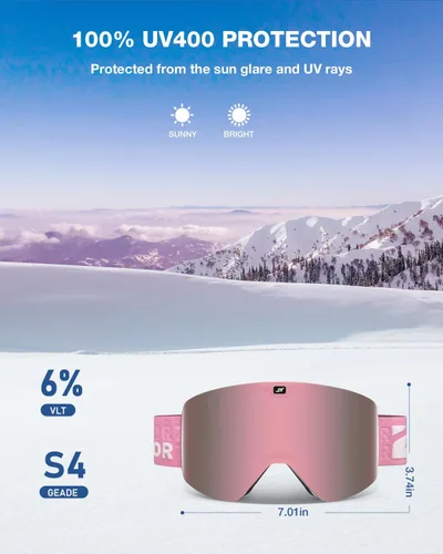 Vista 2 de ZIONOR X11 Ski Goggles Magnetic Cylindrical Snowboard Snow Goggles for Men Women