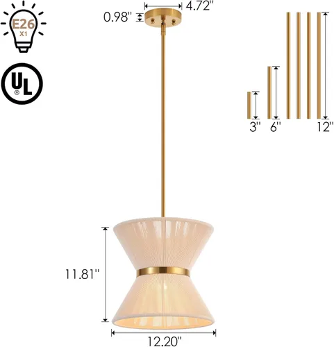Vista 6 de Lámpara colgante bohemia tejida a mano, mini candelabro costero, moderno, ajustable, de transición, minimalista, accesorios de iluminación colgantes