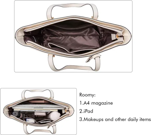 Vista 7 de LOVEVOOK Bolsos de mano para mujeres, bolsos de hombro, bolso tote, bolso satchel, bolso hobo, conjunto de bolso de 3 piezas