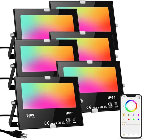 Vista 8 de Luz de inundación del LED al aire libre 30W, color que cambia el RGB Negro