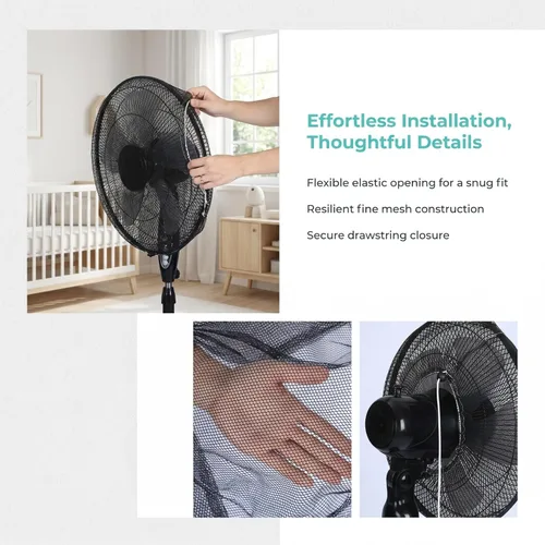Vista 8 de Hemoton Cubierta protectora de ventilador eléctrico de 18 pulgadas, protector de seguridad de malla para protección de dedos de bebé, pantalla
