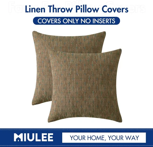 Vista 155 de MIULEE - Juego de 2 fundas de almohada decorativas de lino de arpillera navideñas, modernas, estilo campestre, rústicas, tejidas, con textura