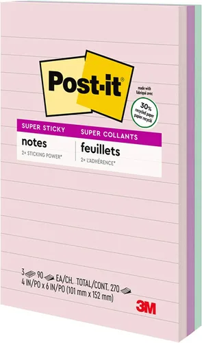 Vista 6 de Post-it notas superadhesivas, 5 x 8 pulgadas