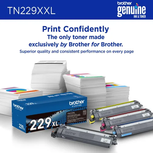 Vista 3 de Cartucho de tóner Brother genuino TN229XXLBK negro de súper alto rendimiento - Imprime hasta 4,500 páginas (1), compatible con impresoras