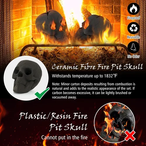 Vista 5 de Tangkula Calavera de cerámica para Halloween, calaveras humanas a prueba de fuego, reutilizables, con forma de calavera, decoración de Halloween