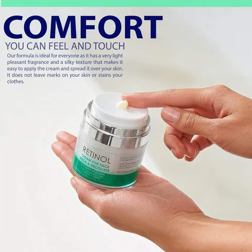 Vista 5 de Crema de retinol para la cara - Hidratante facial antienvejecimiento - Crema de retinol con ácido hialurónico - Hidratante para piel seca - Crema