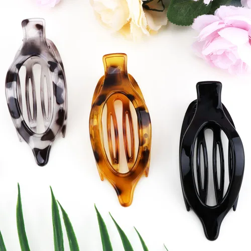 Vista 13 de ATODEN Pinzas planas para el cabello, 3 piezas, French Concord - Pinzas de mandíbula neutras grandes para cabello fino/grueso, blanco, marrón, negro