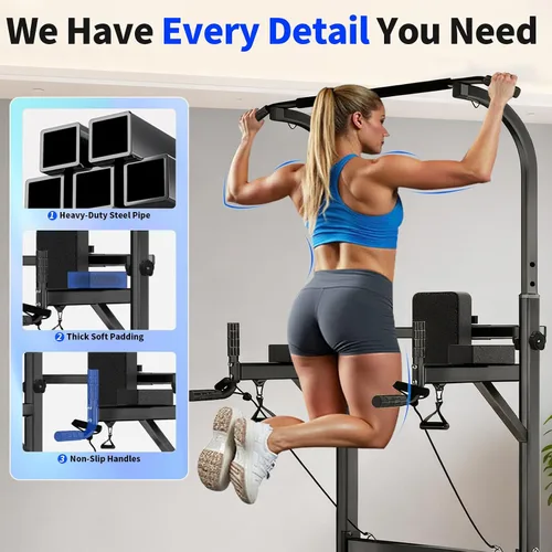 Vista 8 de Pull Up Tower Dip Station, Adjustable Free Standing Pull Up Bar, Multi-Function Power Tower for Home Gym Workout and Strength Training