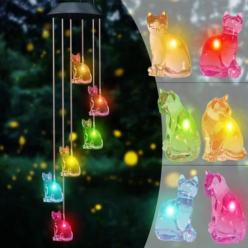 Vista 11 de Carillones de viento solares para exteriores, carillones de viento conmemorativos de 37 pulgadas, regalos para mamá y abuela, 6 tubos LED que