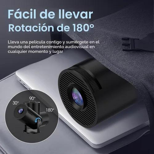 Vista 6 de Mini proyector con WiFi y Bluetooth Aplicaciones incorporadas Proyector inteligente Soporte 4K 1080P FHD 180° ajustable Keystone automático Negro