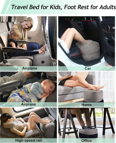 Vista 6 de JefDiee Almohada inflable de viaje y almohada inflable para descanso de pies, artículos esenciales de viaje para adultos, ideal para avión, oficina