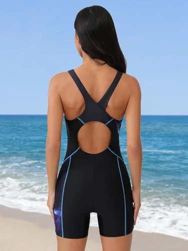 Vista 101 de ATTRACO Traje de baño deportivo de una pieza para mujer, traje de baño deportivo de entrenamiento