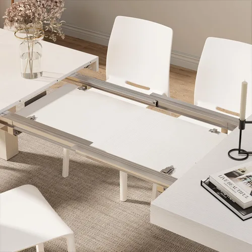 Vista 3 de Mobili Fiver, Iacopo Mesa de comedor extensible, color blanco Ashwood, fabricada en Italia