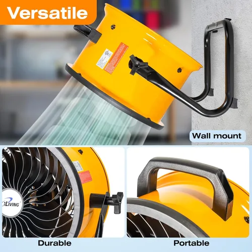 Vista 4 de iLiving Ventilador turbo de bajo ruido de 12 pulgadas 1139 CFM de 3 velocidades Circulador de aire portátil para tienda, oficina, invernadero, hogar