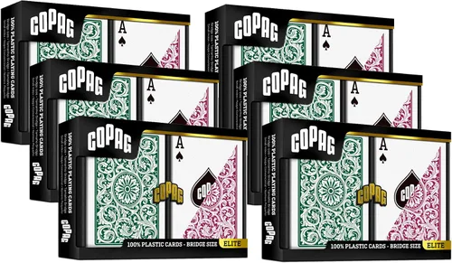 Vista 10 de Copag 1546 Diseño 100% Plástico Cartas de Juego, Tamaño Bridge (Estrecho) Verde/Burdeos (Índice Jumbo, 1 Juego)
