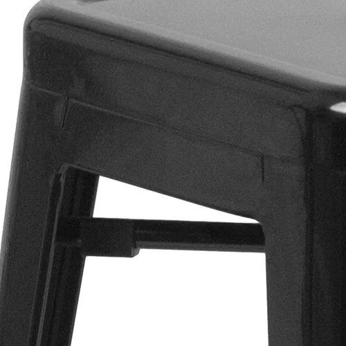 Vista 8 de Taburete de 24 pulgadas de alto para interior y exterior con asiento cuadrado., Metal, Negro